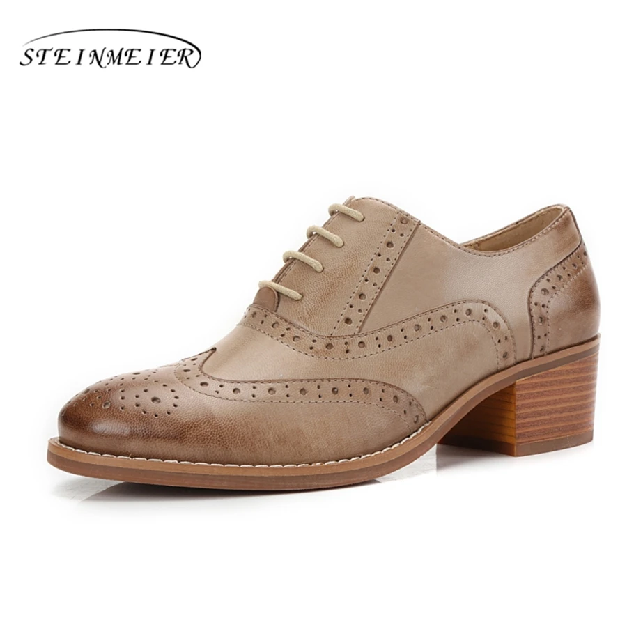 Women genuine leather shoes woman laces thick heel pumps yinzo oxford handmade brogues spring shoes 2019 ladies summer shoes Women genuine leather shoes woman laces thick heel pumps yinzo oxford handmade brogues spring shoes 2019 ladies summer shoes