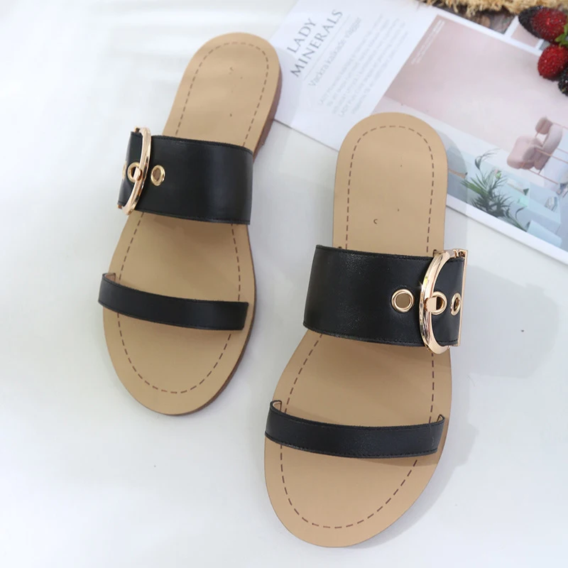 Flat bottom slippers female summer belt buckle towing students anti-skid non-slippery beach cool slippers shoes women Flat bottom slippers female summer belt buckle towing students anti-skid non-slippery beach cool slippers shoes women