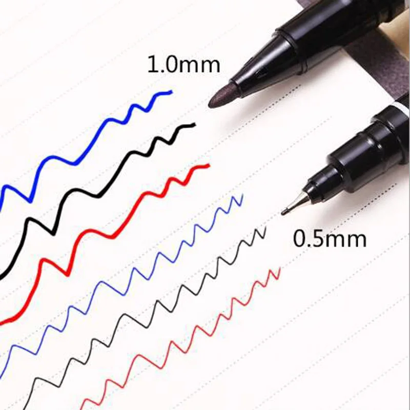 Маркеры хорошие водонепроницаемые чернила тонкий наконечник сырой Черный портативный тонкий цветной маркер 3 Цвета цветной двойной наконечник