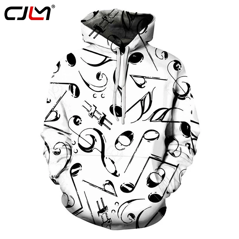 

CJLM 3D Hoodies Men 2017 Harajuku Winter Autumn 3d Print Black White Note Music Tee Sweatshirts Hoodie Casual Outerwears Sweats
