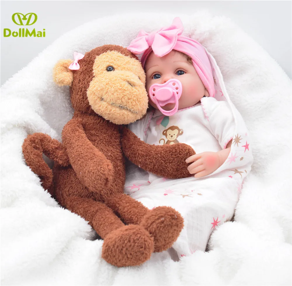 18 &quot40 см Bebes reborn кукла игрушки Мягкие силиконовые Детские куклы с медведем