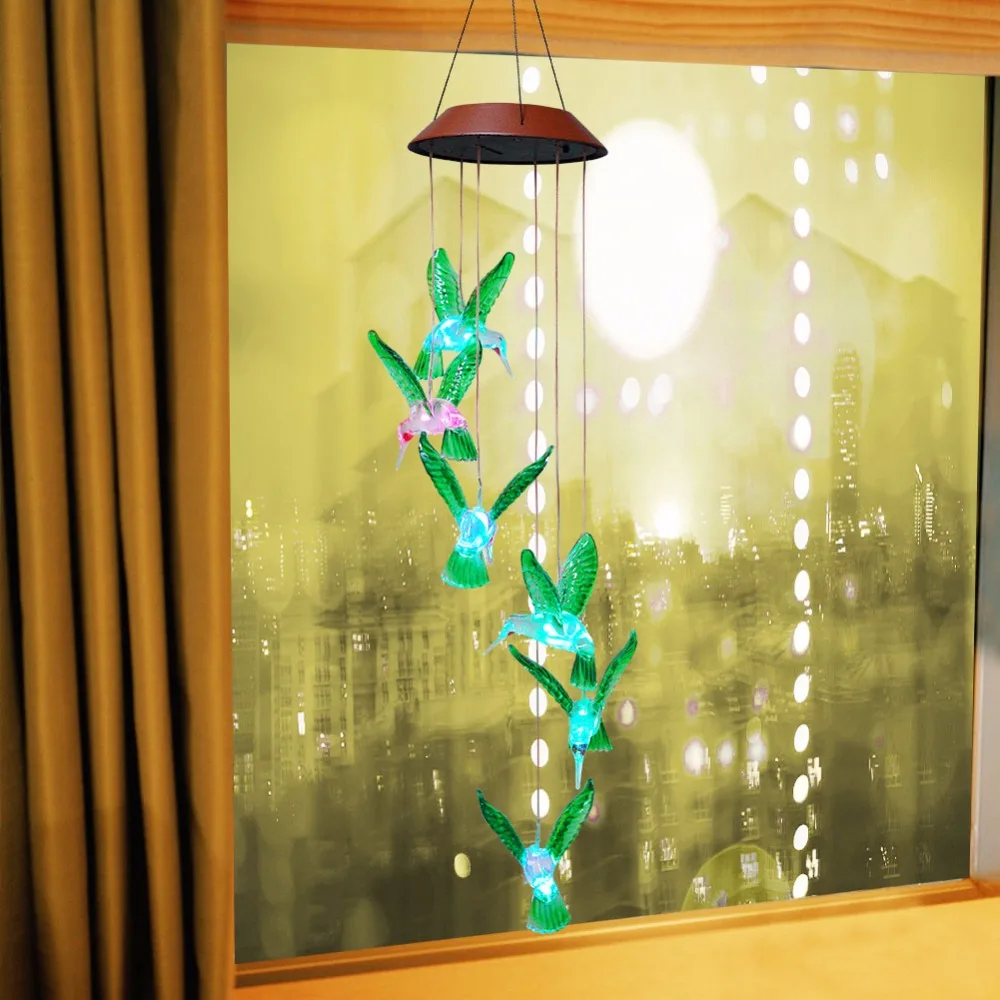 Цветной светодиодный светильник с музыкой на солнечных батареях, наружный подвесной колокольчик, декоративная лампа для патио, сада, украшения дома
