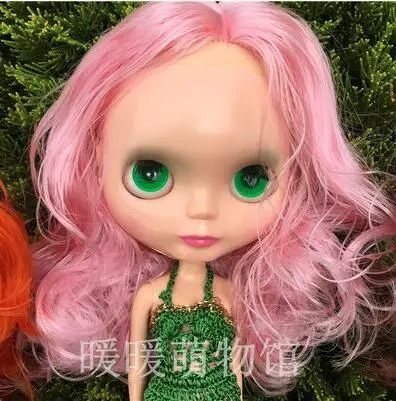 Ледяная кукла такая же, как Blyth Doll розовые волосы черные волосы золотые волосы с макияжем подходит для DIY make up Blyth Обнаженная кукольный подарок для девочек - Цвет: 12 pink curl