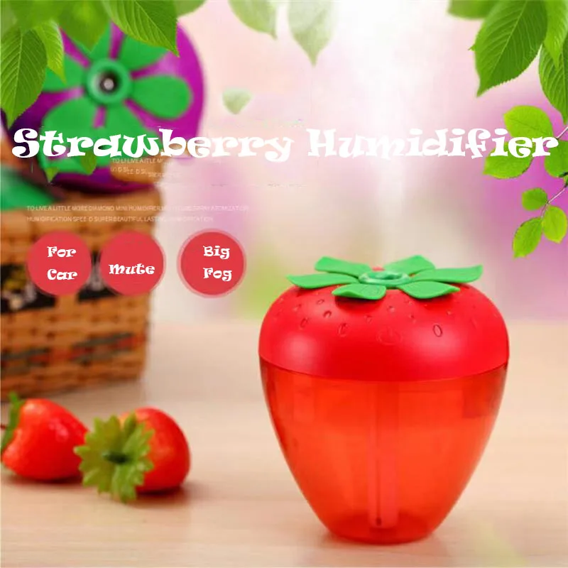 

Cute Strawberry Humidifier Mini USB Diffuser 180ml Big Fog Household Air Humidifier Colorful Light Desktop Purifier Fogger