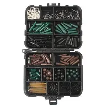 188 шт колючие крючки трубы буферные шарики свинцовые безопасные зажимы поворотные не спутывающиеся рукава рыболовные принадлежности для ловли карпа рыболовные снасти коробки