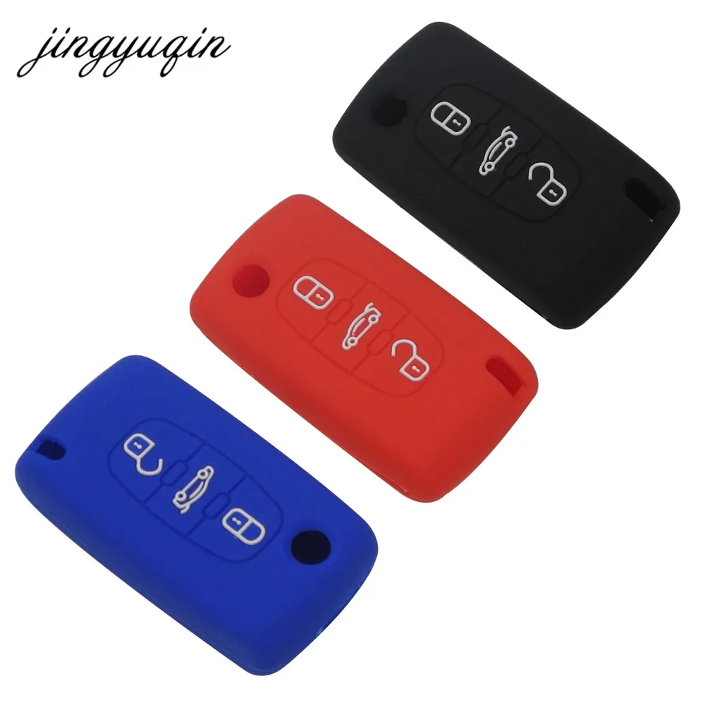 Jingyuqin 10 шт. силиконовый чехол для ключей на сумку, крышка 2-кнопочный для PEUGEOT 206 207 307 308 407 408/Citroen C2 C3 C4 C4L C5 C6