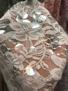 

French lace J-7222 with sequins latest and high quality flower lace fabric