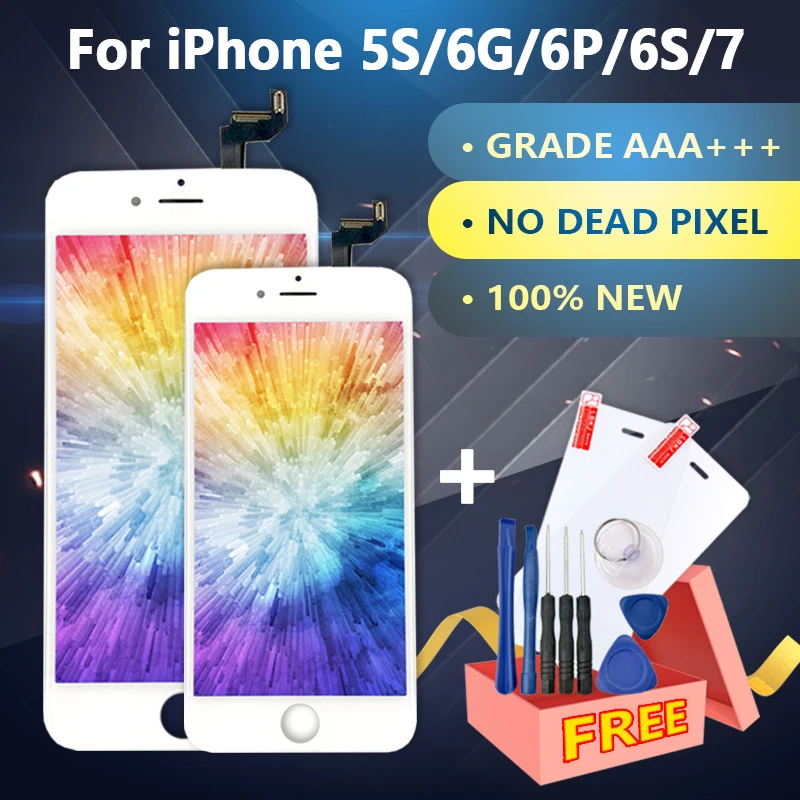 

AAA Quality Screen Replacement For iPhone 5S 6G 6P 6S 7 LCD Display Touch Screen Digitizer No Dead Pixel With Free Gift
