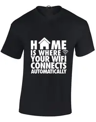 Дом где wifi Мужская футболка Забавный интернет игровой Повседневный подарок Топ S XXXL крутая Повседневная футболка