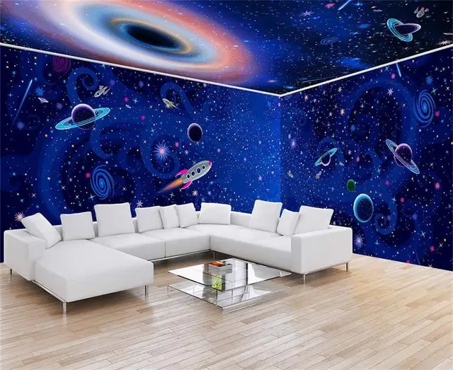 Photo Wallpaper Custom Mural Kids Room Hand Painted Blue Universe Photo Wallpaper Custom Mural Kids Room Hand Painted Blue Universe E Painting Background Non Woven For Walls
