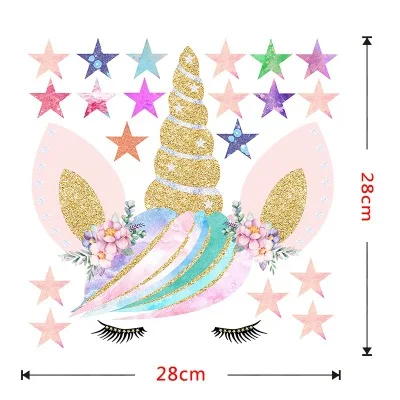 Colorful Rainbow Pink Princess Castle Unicorn Wall Sticker For Girls Kids Bedroom Unicorn Wall Decor Vinyl Mural Decals Muraux 