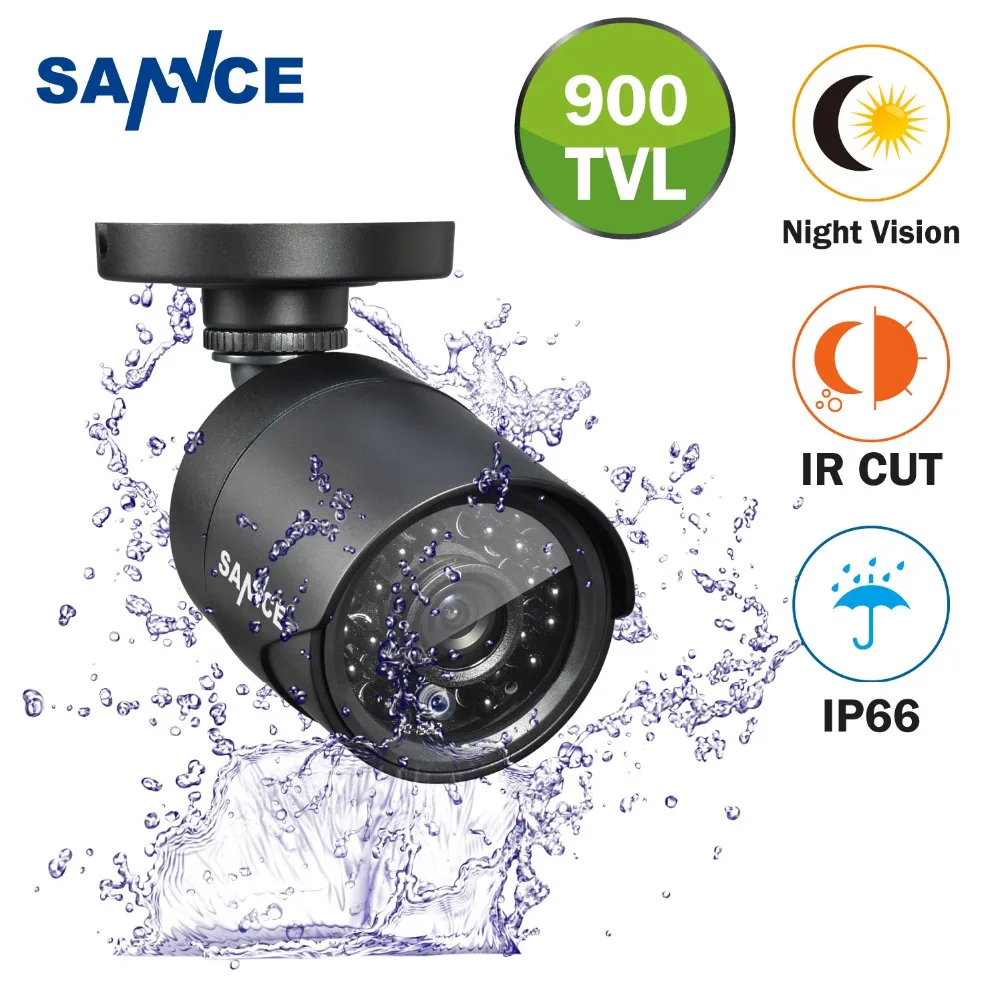 SANNCE 700TVL аналоговая камера Bullet черный Крытый Открытый атмосферостойкая домашняя система наблюдения ночного видения с IR-CUT