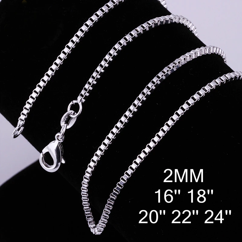 

GNIMEGIL Promotion 5pcs/lots Men's Silver Chain Round Box Link Chain Neckalce 1MM 2MM 16in/18in/20in/22in/24inch Vintage Jewelry