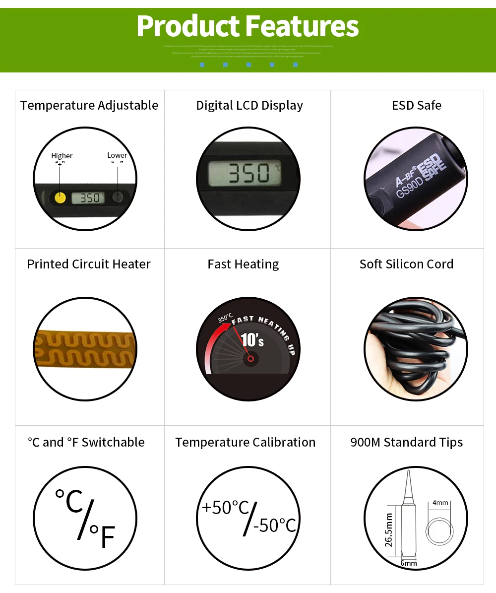 Паяльник A-BF GS90D GS110D ЖК-дисплей 836D с регулируемой температурой Электрический паяльник Комплект с паяльными наконечниками