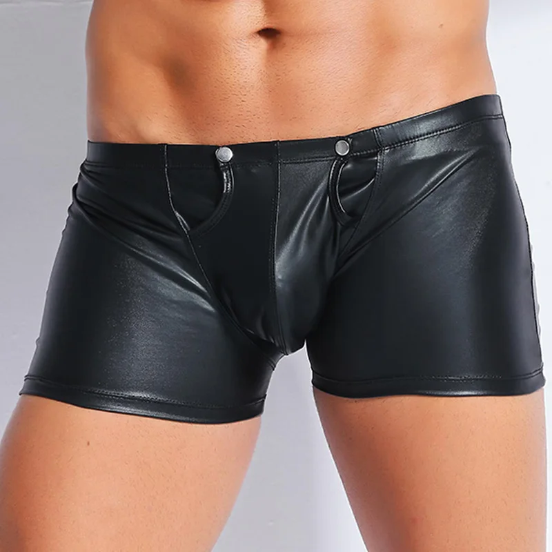 Plus Size Xxl Black Male Mens Lingerie Shiny Faux Leather