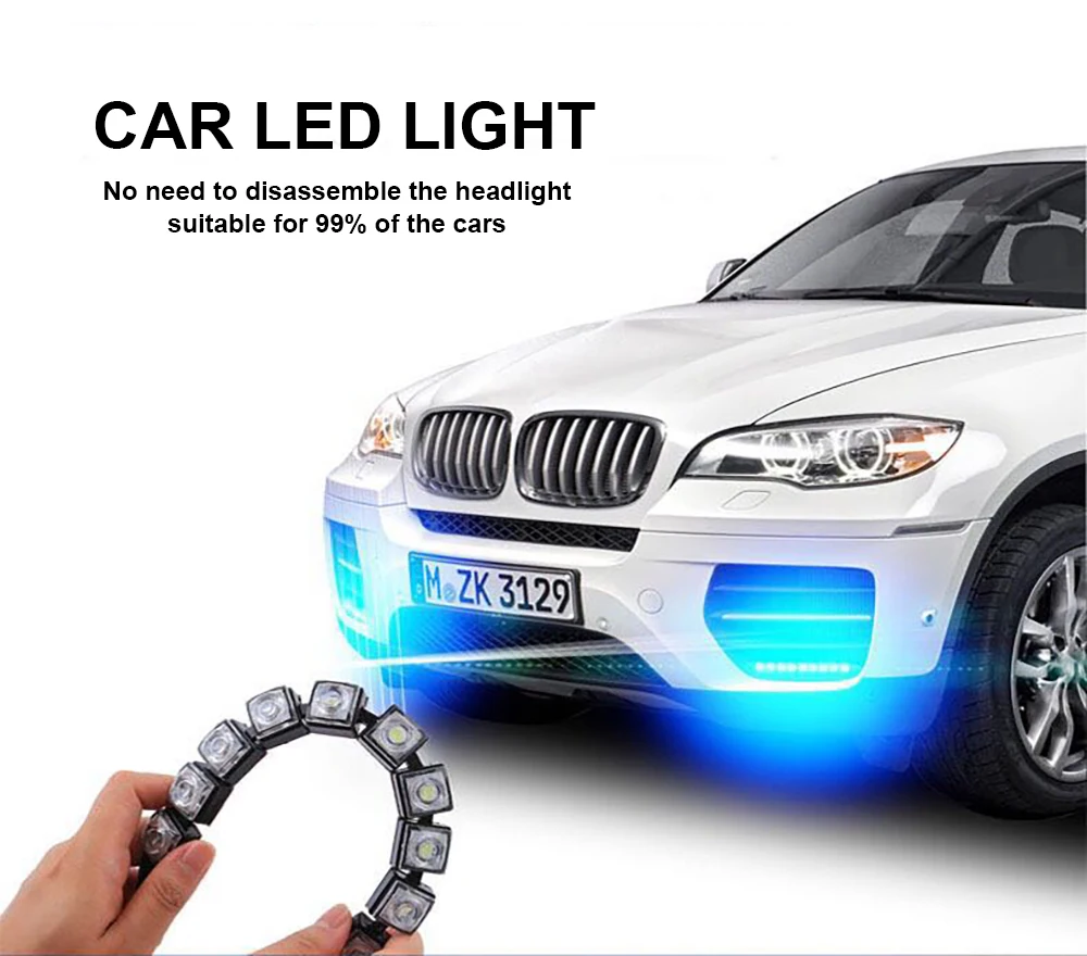 1pc Car DRL Running Light Auto Flexible LED Strip 5050Led Driving Light Car Styling Daylight Fog Lamp 12V White Ice Blue