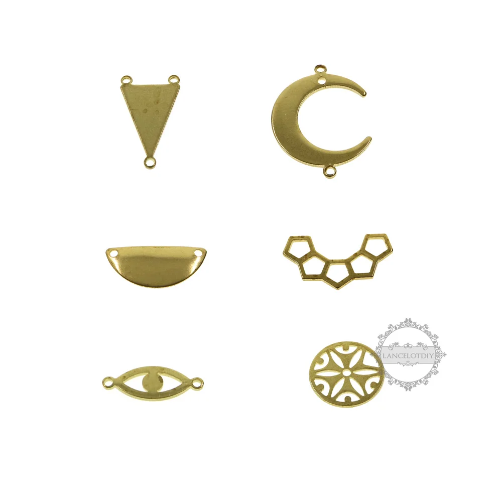 

raw brass triangle moon Turkish eye bee nest DIY pendant charm supplies 1800342