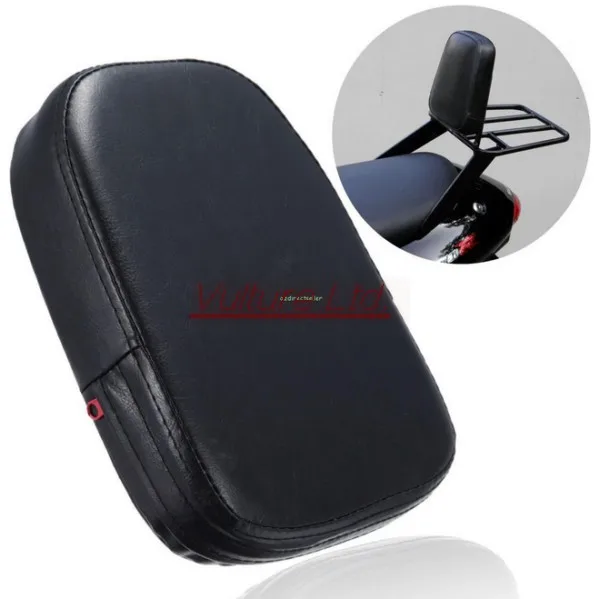 Black Rectangular Backrest Sissy Bar Cushion Pad For Harley Yamaha Suzuki Honda