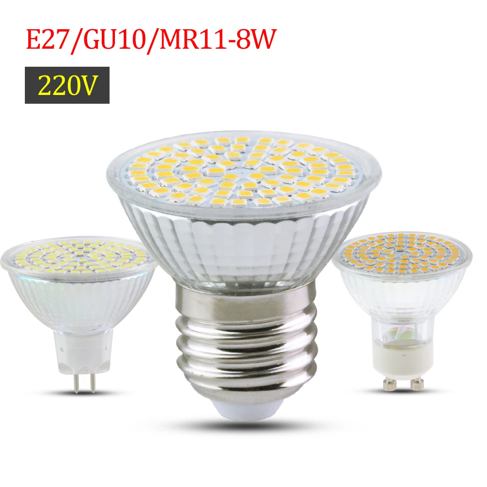 

Full 8W Led Bulb Lamp E27 GU10 MR16 Bombillas Led SMD2835 AC220V 230V Ampoule Led For Hall Lighting 36Leds 54Leds 72Leds Spot