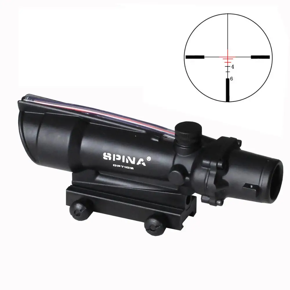 red fiber-cross Охотничий ACOG 5x35 тактический прицел оптика оптоволоконный прицел с подсветкой прицел с 3 модели сетки для cal. 223. 308 винтовки - Цвет: red fiber-cross