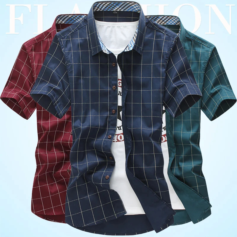 summer men business casual short sleeve shirt blouse young men office