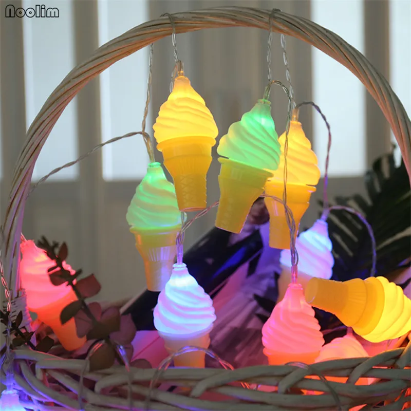 

Cartoon Ice Cream LED String Lights Wedding Lights Outdoor Battery Operated Lantern Fairy Lights Living Room Party Decoration