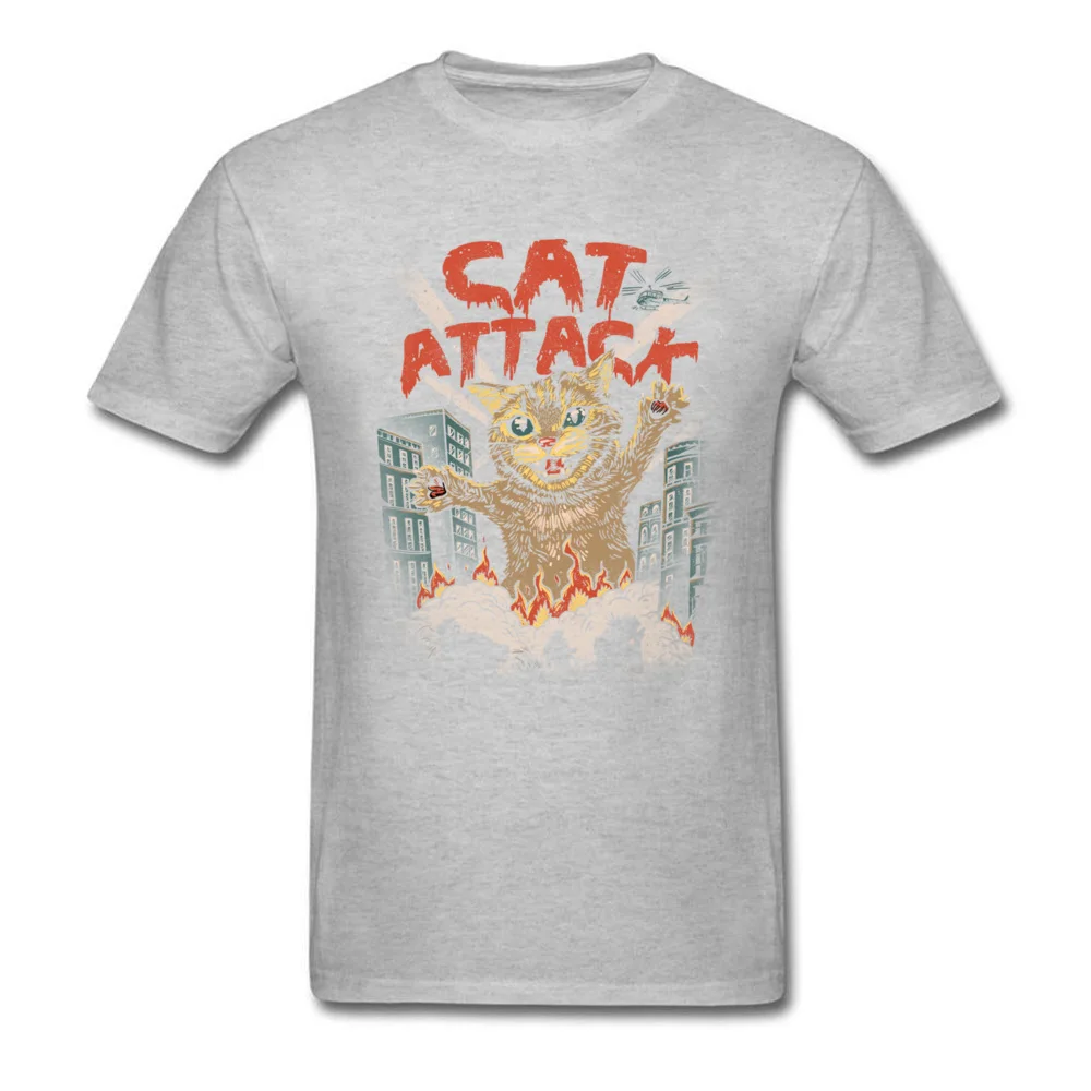 cat attack 8315 T-shirts Casual Short Sleeve New Arrival Crewneck 100% Cotton Fabric Tops & Tees Tee Shirts for Men ostern Day cat attack 8315 grey