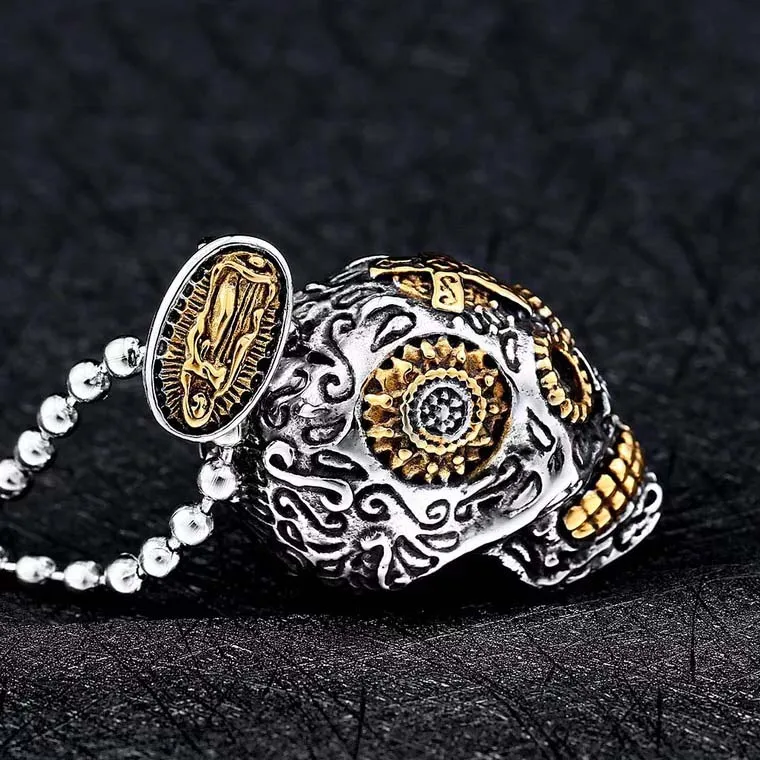 drop shipping hip hop skull man necklace 316l steel pendant punk skull men jewelry necklace (4)