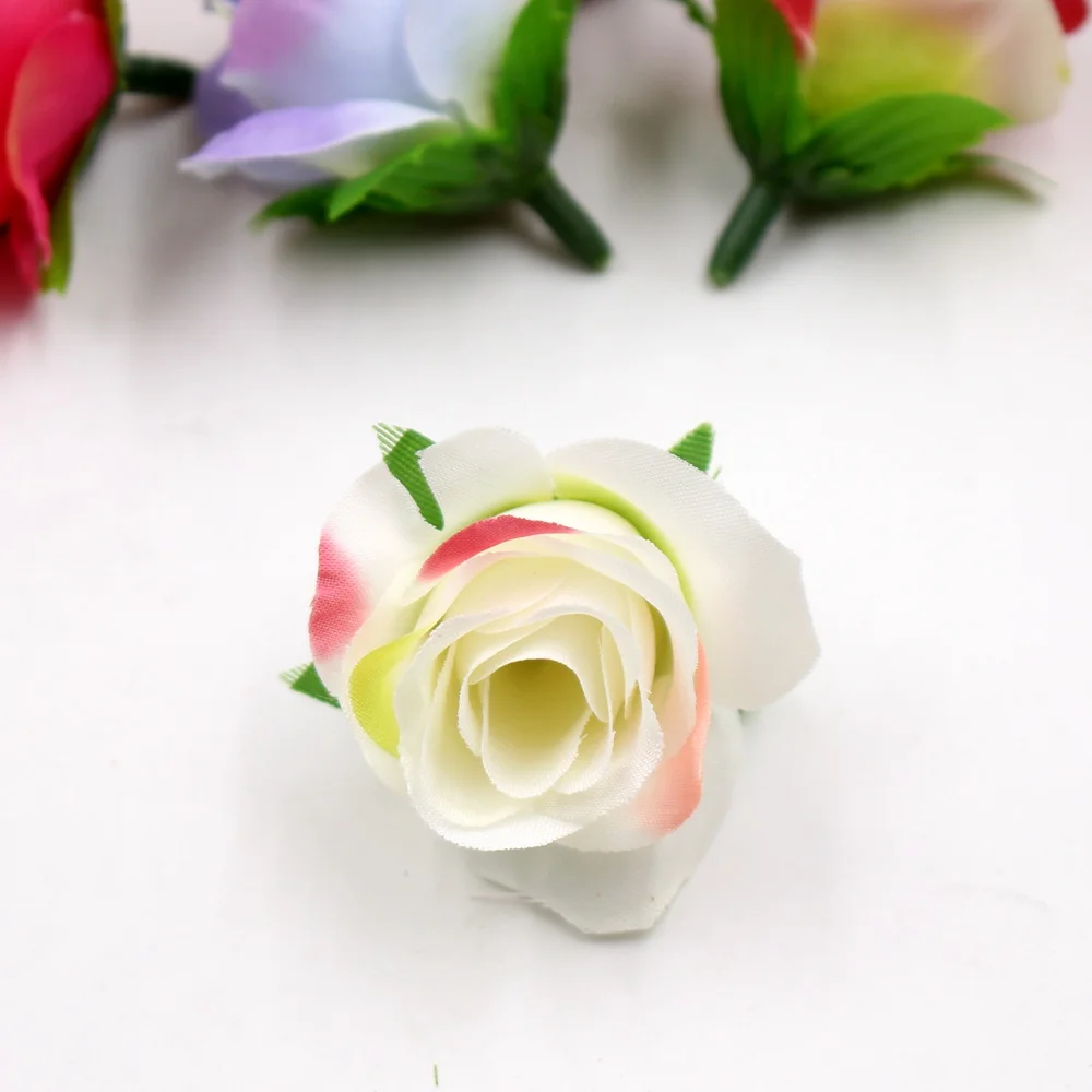 100pcs 3.5cm Artificial Flower High Quality Silk Fascination Rose Flower Wedding Rosa Rosa DIY Gift Handrail Handmade Flower