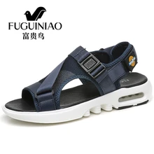 FUGUINIAO/Новинка; модные повседневные мужские сандалии-гладиаторы с воздушной подушкой; Летняя мужская обувь из натуральной кожи; уличные кроссовки; zapatos hombre