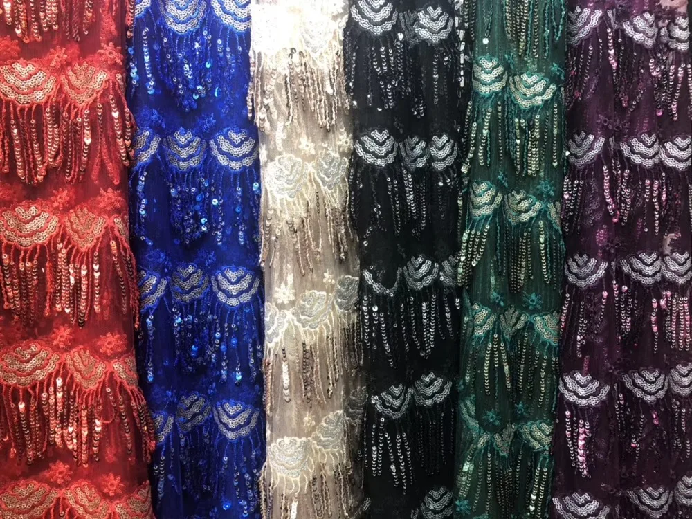 

African Lace Fabric 2019 High Quality French Velvet Lace Fabric With Sequin Lace Fabric For Wedding Party XINGHUIJU182