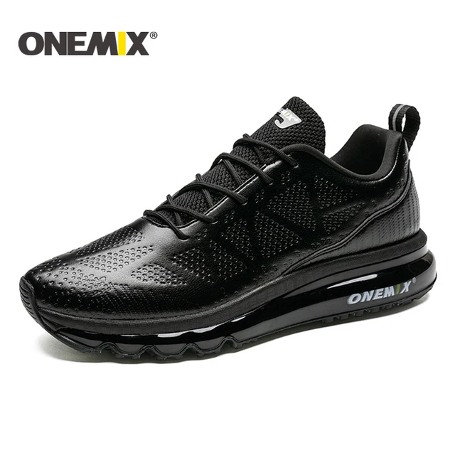 ONEMIX New Running Shoes Men leather upper Runner Athletic Sneakers Air Cushion Running Shoes For Men Outdoor Walking Shoes Men