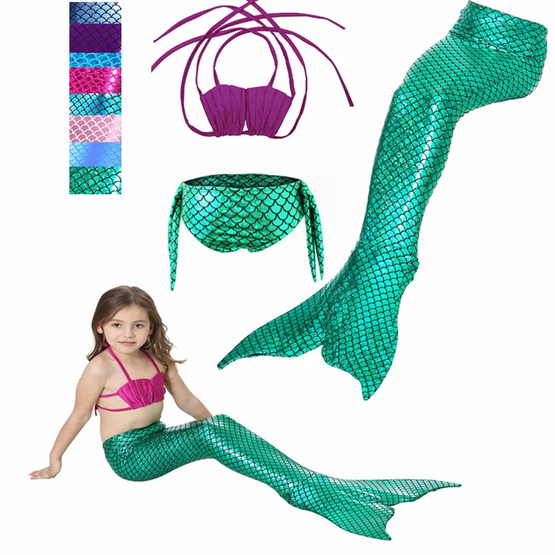 

8 Colors 3PCS/Set Girls Kids Mermaid Tail Fancy Swimsuit Bikini Set Costume Cosplay for Girl Fancy Swimsuit