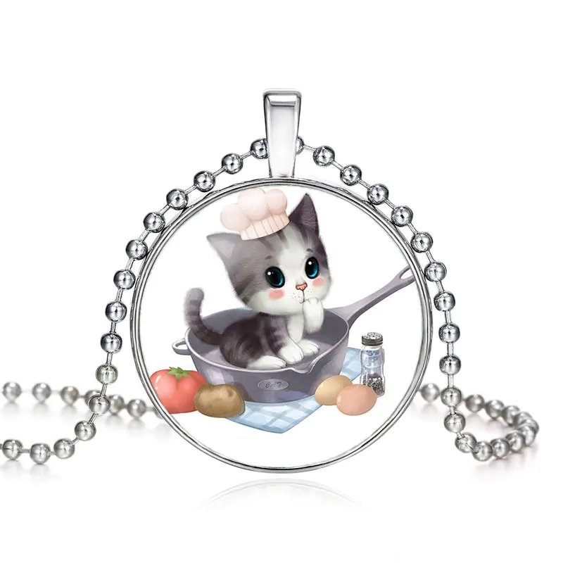 Серия Кошка маленькая милая готовка кошка шеф повара цепь ожерелье для девочек