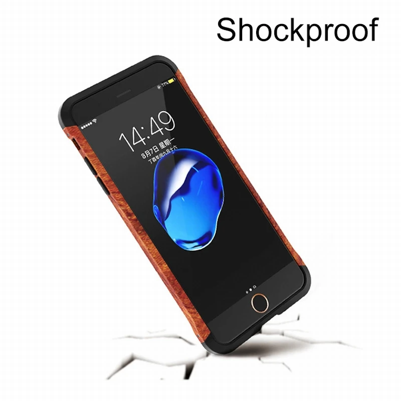 Ascromy For iPhone 7 Wood Metal Back Case Hybrid Aluminium Frame Protective Bumper Case for Apple iPhone 8 Plus 6 6S Accessories (6)