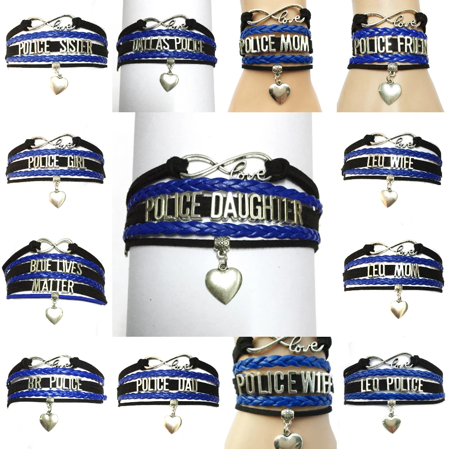 

Drop Shipping Police Or Leo Mom / Wife/ Sister/Daughter/Girl/Friend Blue Lives Mattter Heart Friendship Family Gift
