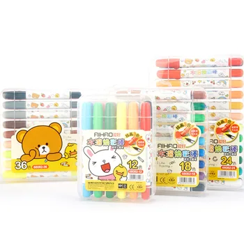 

12/18/24/36 Colors Washable Crayons Screw Open Oil Pastel Safe Non-toxic Smooth Oil Crayon for Kids Art Supplies Cute Stationery