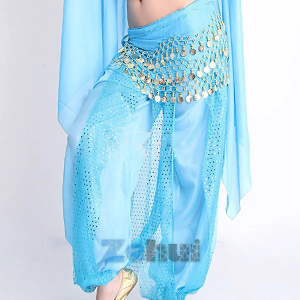 

New Women Chiffon Sequin Shinny Loose Harem Pants Belly Dance Bloomer Trouser 6 Color