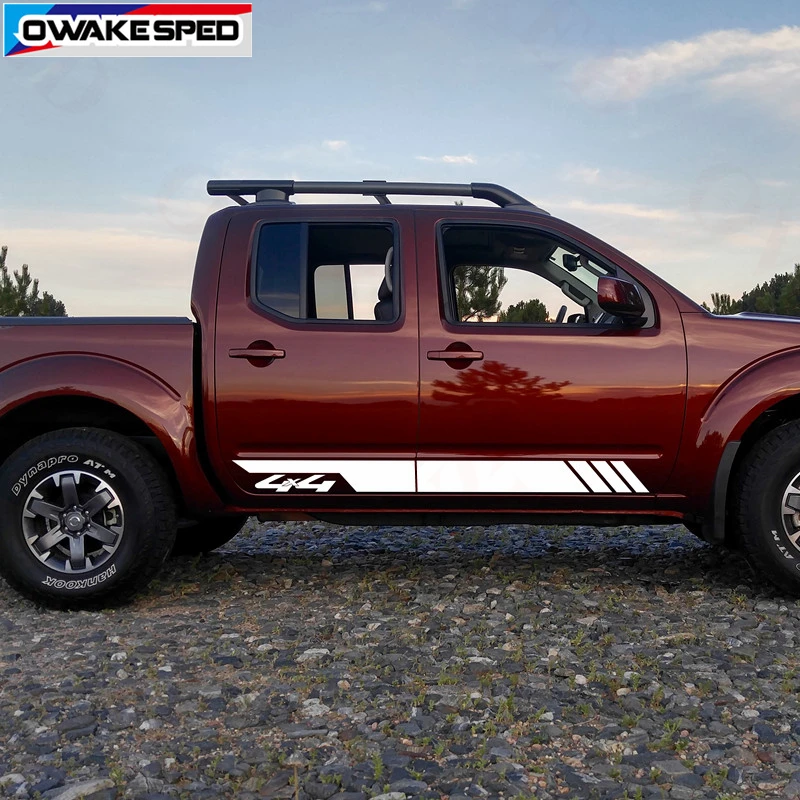 4X4 OFFROAD RED BLACK  DECALS FOR NISSAN FRONTIER TRUCKS  2-PACK SIZE 4"x15"
