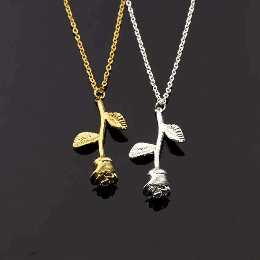 

Wholesale 10pcs/lot Delicate Rose Necklaces Pendants Gold Silver Flower Choker Necklace Women Bff Gift Stainless Steel Jewelry
