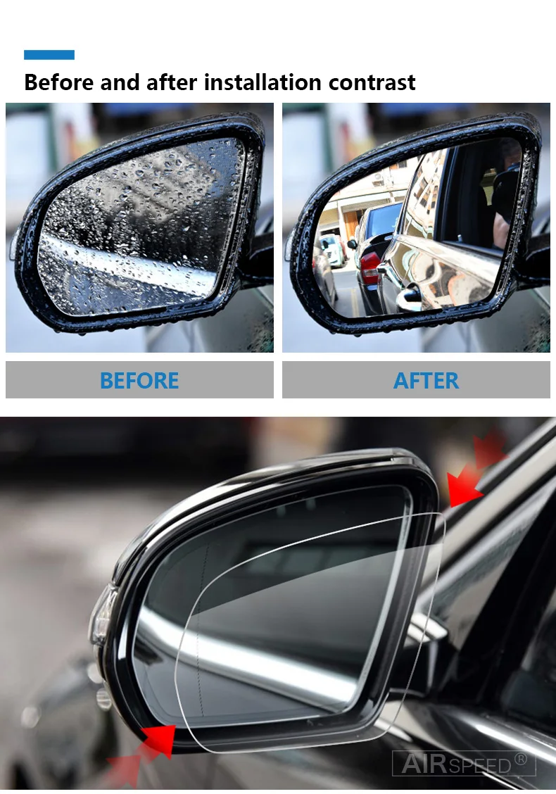 Car Rearview Mirror Film Anti Fog Anti Glare Waterproof for VW Volkswagen Passat Touareg Jetta Polo Golf 7 CC Beetle Accessories (6)