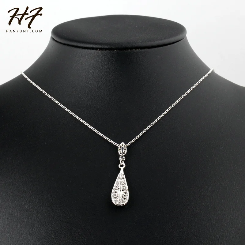 Женское ожерелье с подвеской капелькой цвет розового и белого золота|crystal drop|necklace