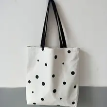 1 шт. милые женские холщовые сумки на плечо в горошек на молнии, повседневные сумки для покупок,, школьная Сумочка, размер: 38*39 см