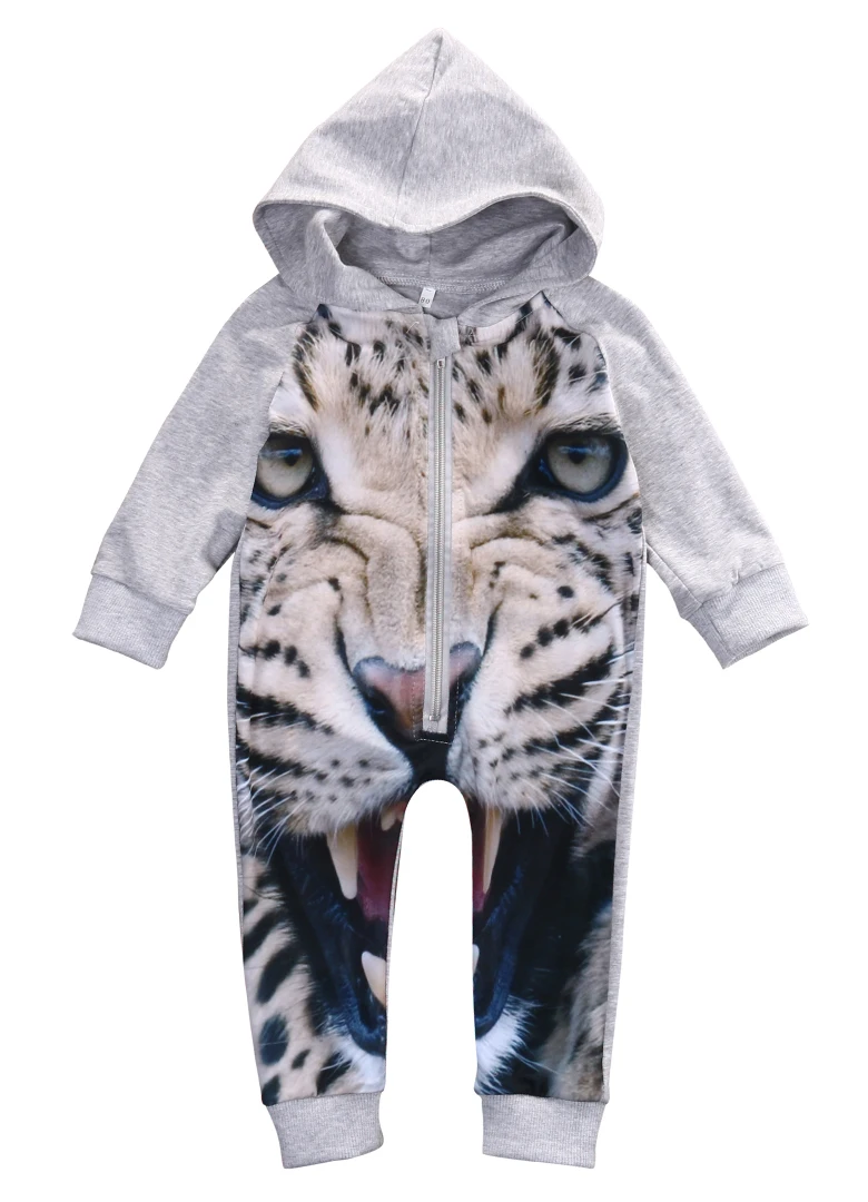 

Helen115 Cool Newborn Baby Kids Boy Girl Domineering Tiger Printed Full Sleeve Hoodie Bodysuit 0-24M