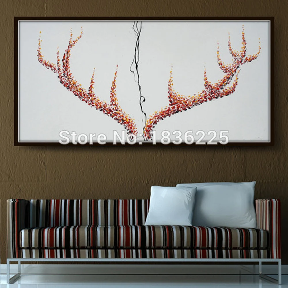 

Hand Made Oil Painting On Canvas Lovely Deer Horn Oil Painting Abstract Modern Canvas Wall Art Living Room Decor Picture
