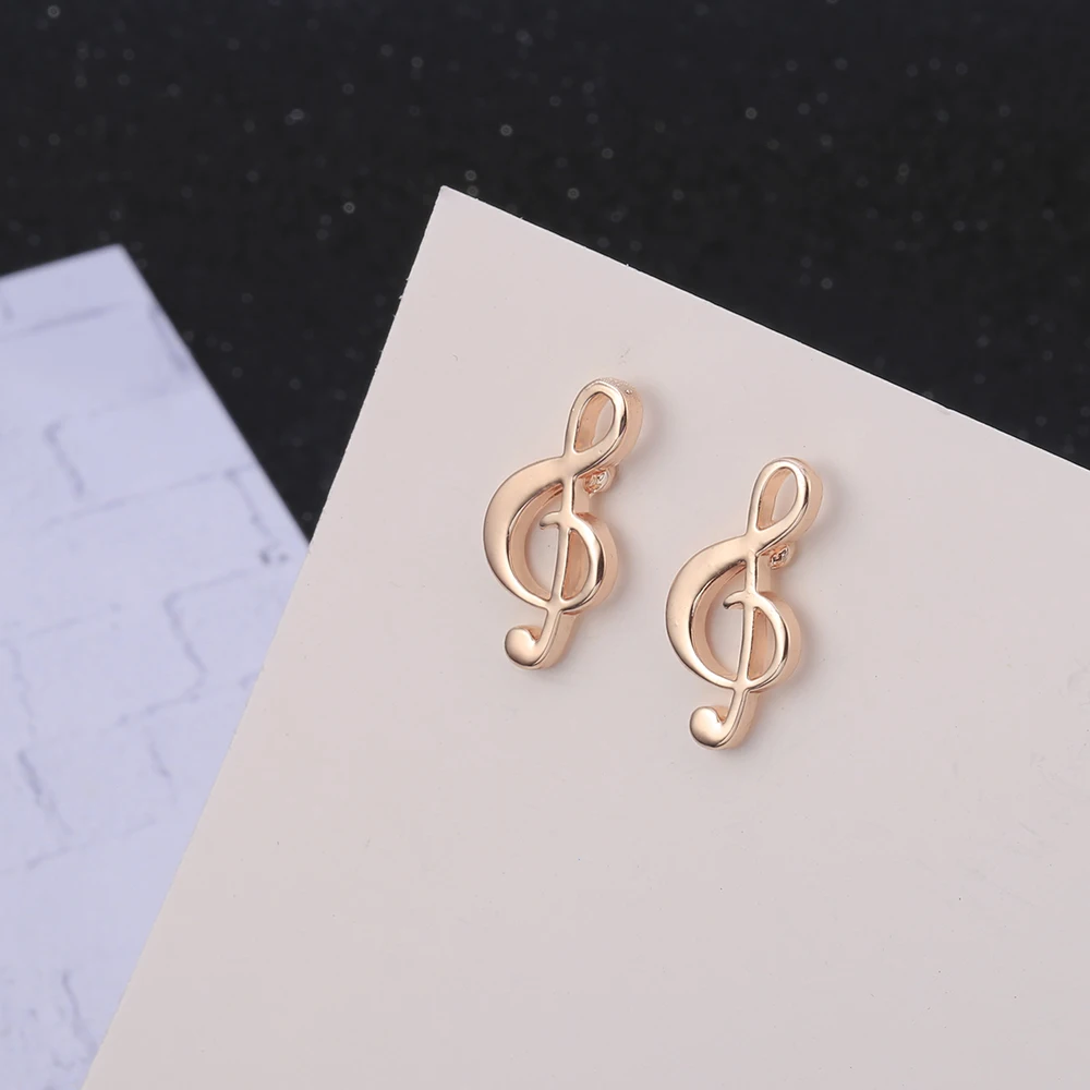 Tiny Violin Treble Clef Music Jewelry Stud Earrings