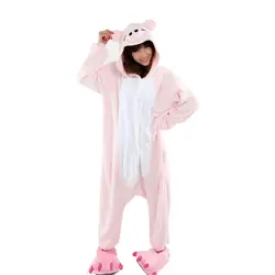 Розовая свинья Кигуруми для женщин зима кигуруми животных женские пижамы взрослая Пижама животных косплей Кигуруми мужчина и женщина