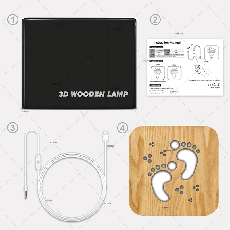 3D Деревянный ночник дизайн следа ноги USB мощность светодиодный теплый белый свет как детский праздник креативный подарок или комната клубный Декор
