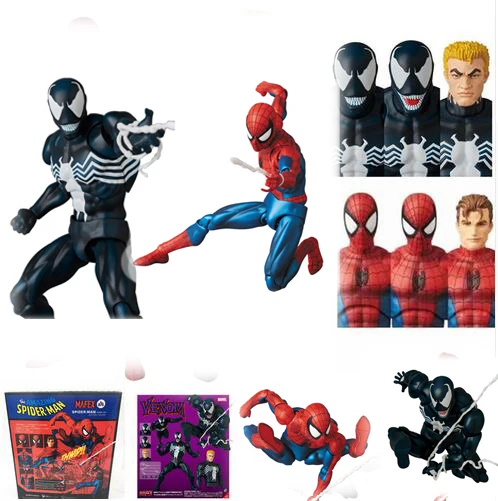 

Mafex Venom 088 Spiderman 075 Spider-Man Comic Versi Change Head Action Figure Model Toys Doll Gife