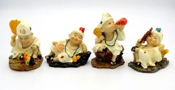 

4pcs/Set Four Little Monks Of Chinese Shaolin Kung Fu Boy Resin Model Handmade Cartoon Resin Crafts Home Car Decoration